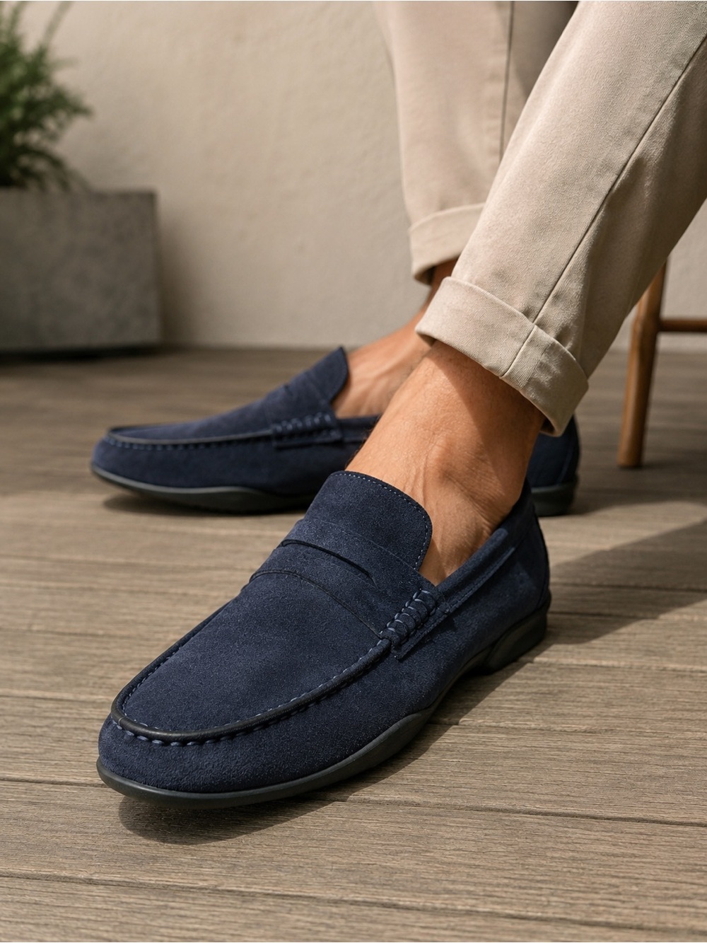Harry's of London Navy Suede Penny Loafers